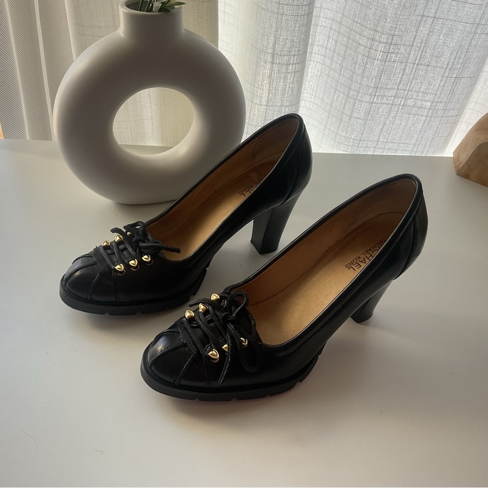 MICHAEL Michael Kors Black Heels with Gold Eyelets